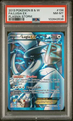 2013 POKEMON B&W PLASMA STORM #134 FULL ART/LUGIA EX PSA 8 - Image 1