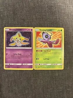 Shining Celebi SM79 Sun and Moon Pokemon TCG Holo 2017 & Shining Jirachi 42/73 - Image 1