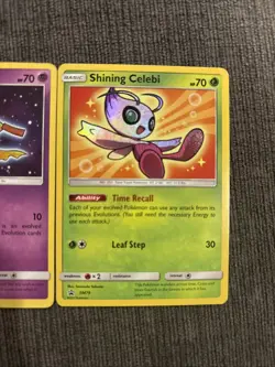 Shining Celebi SM79 Sun and Moon Pokemon TCG Holo 2017 & Shining Jirachi 42/73 - Image 3
