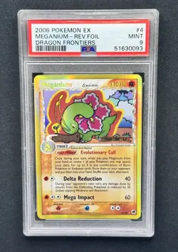 2006 POKEMON EX DRAGON FRONTIERS MEGANIUM 4/101 REVERSE STAMPED HOLO RARE PSA 9 - Image 1