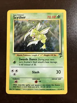 Scyther 17/130 Holo Rare LP Pokemon TCG Base Set 2 LP - Image 1