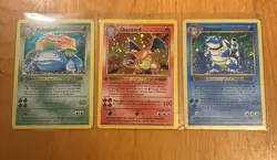 Pokemon Set of 3 Charizard, Blastoise, Veusaur Holo Custom Fan Art Gift Display - Image 1