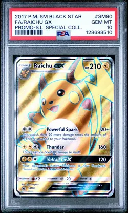 2017 POKEMON SM BLACK STAR PROMO #SM90 FULL ART/RAICHU GX PSA 10 - Image 1