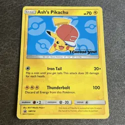 Pokemon TCG Ash's Pikachu SM114 Card Black Star Promo VLP - Image 1