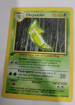 1st Edition FRENCH Metapod 54/102 Base Set - Common Pokemon Card - Image 1