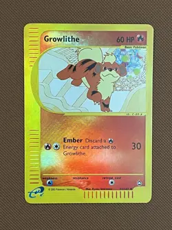 Growlithe 51/147 Reverse Holo Rare Aquapolis Pokemon Card LP-NM E-Series - Image 1