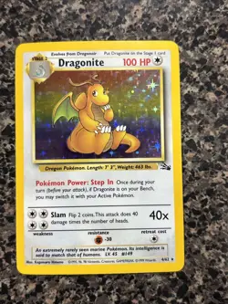 Pokemon TCG Fossil Set 4/62 Dragonite Holographic Rare Card NM - Image 1