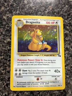 Pokemon TCG Fossil Set 4/62 Dragonite Holographic Rare Card NM - Image 2