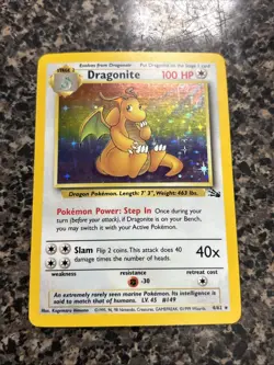 Pokemon TCG Fossil Set 4/62 Dragonite Holographic Rare Card NM - Image 3