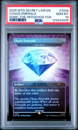 2025 MTG SECRET LAIR DROP SONIC THE HEDGEHOG-FOIL #7034 CHAOS EMERALD PSA 10 - Image 1