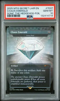 2025 MTG SECRET LAIR DROP SONIC THE HEDGEHOG-FOIL #7037 CHAOS EMERALD PSA 10 - Image 1