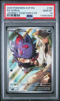 2025 POKEMON SVP EN-SV BLACK STAR PROMO #189 N'S ZORUA PSA 10 - Image 1