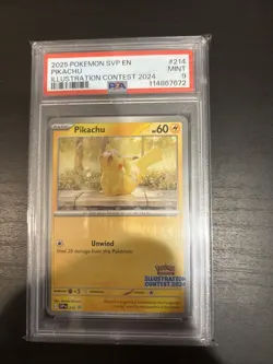 PIKACHU #214 BLACK STAR PROMO ILLUSTRATION CONTEST 2024 POKEMON SVP EN PSA 9 - Image 1