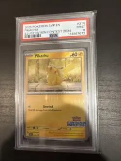 PIKACHU #214 BLACK STAR PROMO ILLUSTRATION CONTEST 2024 POKEMON SVP EN PSA 9 - Image 2