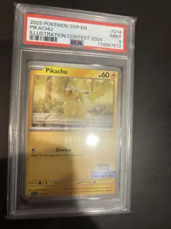 PIKACHU #214 BLACK STAR PROMO ILLUSTRATION CONTEST 2024 POKEMON SVP EN PSA 9 - Image 3