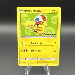 Ash's Pikachu SM112 Promo, Pokemon TCG, Lp-Mp - Image 1