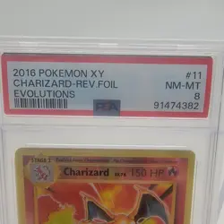 2016 Pokemon XY Charizard Reverse Foil Holo Evolutions #11 PSA 8 - Image 2