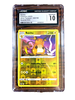 Raichu Reverse Holo Uncommon #050 - CGC GEM MINT 10 - Silver Tempest-Pokemon TCG - Image 1