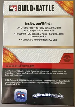 Pokemon Scarlet and Violet SV08 Surging Sparks Build and Battle Box New Sealed - Image 2