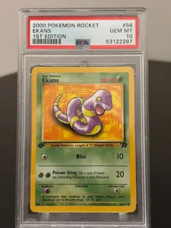 Ekans 1st Edition 56/82 Team Rocket Pokemon 2000 PSA 10 - Image 1