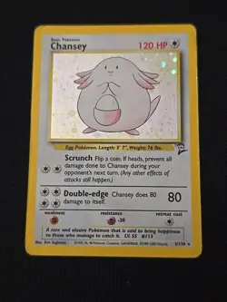 Chansey 003/130 Base Set 2 Holo Rare WOTC Vintage Pokemon TCG Moderate Played - Image 1