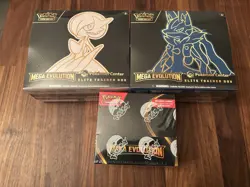 Pokemon Center Mega Evolutions ETB Set And Enhanced Booster Box 1 ETB Corner Rip - Image 1