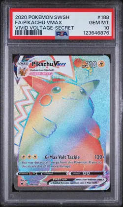 2020 POKEMON SWORD & SHIELD VIVID VOLTAGE SECRET FULL ART/PIKACHU VMAX PSA 10 - Image 1