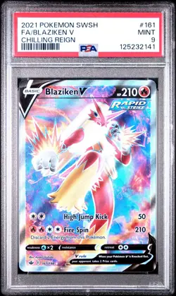 2021 Pokemon Blaziken V Full Art FA # 161 Sword & Shield Chilling Reign PSA 9 - Image 1