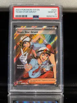 2023 PSA 10 Team Star Grunt 242 Full Art Ultra Rare Pokemon TCG Scarlet & Violet - Image 1