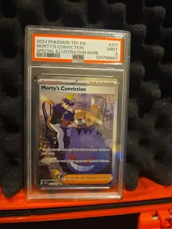 Morty's Conviction 211/162 PSA 9 Sir Pokemon TCG 2024 Temporal Forces - Image 1