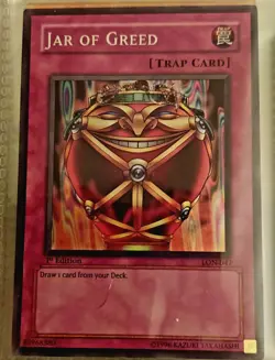 Yu-Gi-Oh! TCG Jar of Greed Labyrinth of Nightmare LON-047 1st Edition Super Rare - Image 1