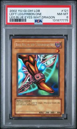 2002 Yu-Gi-Oh! Left Leg/Forbidden One Legend of Blue Eyes LOB Unlim Ultra PSA 8 - Image 1