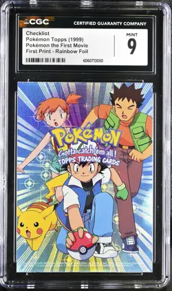 CGC 9 MINT Pokemon Topps Checklist First Print RAINBOW FOIL HOLO Card POP 8 psa - Image 2