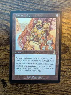 Powder Keg, Magic the Gathering Artifact Card, Urza's Destiny 1999, MTG Rare - Image 1