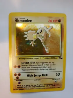 Hitmonlee Fossil Set Holo Pokemon Card Base Jungle WOTC NM U - Image 1