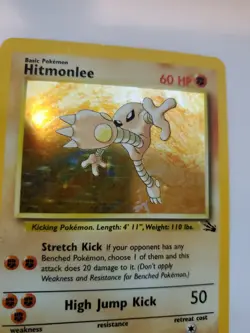 Hitmonlee Fossil Set Holo Pokemon Card Base Jungle WOTC NM U - Image 3