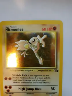 Hitmonlee Fossil Set Holo Pokemon Card Base Jungle WOTC NM U - Image 4