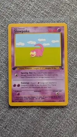 Slowpoke - 55/62 - 1st Edition - Fossil - Pokemon Card - LP - Image 1