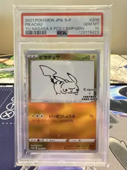 2021 POKEMON JP PROMO 208/S-P YU NAGABA X POKEMON CARD CAMPAIGN PIKACHU PSA 10 - Image 1