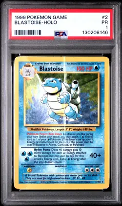 1999 POKEMON BASE SET UNLIMITED #2 BLASTOISE-HOLO PSA 1 - Image 1