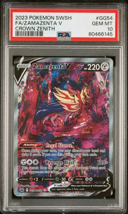2023 POKEMON SWORD & SHIELD CROWN ZENITH #GG54 FULL ART/ZAMAZENTA V PSA 10 - Image 1