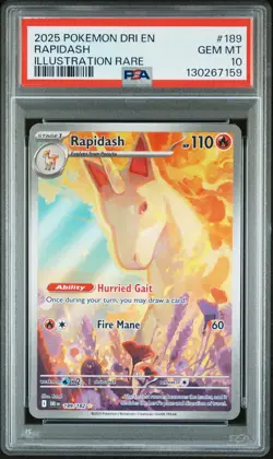 2025 POKEMON DRI EN-DESTINED RIVALS ILLUSTRATION RARE #189 RAPIDASH PSA 10 - Image 1