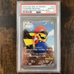 2016 Pokemon Mario Pikachu Special Box Japanese Full Art Promo 294/XY-P PSA 10 - Image 1