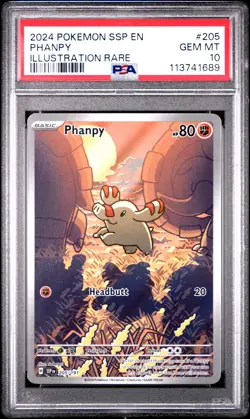 2024 POKEMON SSP EN-SURGING SPARKS ILLUSTRATION RARE #205 PHANPY PSA 10 - Image 1