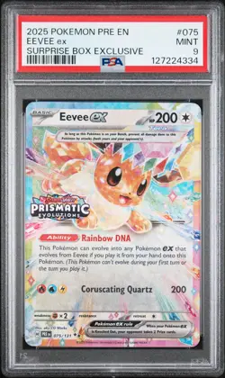 Eevee ex #75 Stamped - 2025 Pokemon Prismatic Evolutions Surprise Box PSA 9 - Image 1