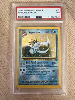PSA 7 Vaporeon 12/64 Unlimited Holo Rare 1999 Pokemon Jungle - Image 1