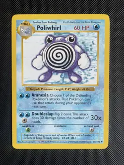 Pokemon TCG Poliwhirl Base Set 38/102 Regular Shadowless Uncommon - LP/NM - Image 1