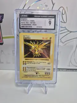 Pokemon Zapdos Base Set Shadowless Holo Rare #16 CGC 9 Mint - Image 1