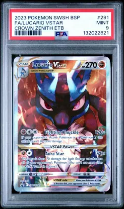 PSA 9 MINT | Pokemon TCG | Lucario VStar | Crown Zenith ETB Promo SWSH291 - Image 1