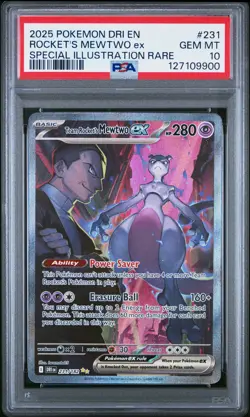 2025 POKEMON DRI EN-DESTINED RIVALS #231 TEAM ROCKET'S MEWTWO EX PSA 10 - Image 1
